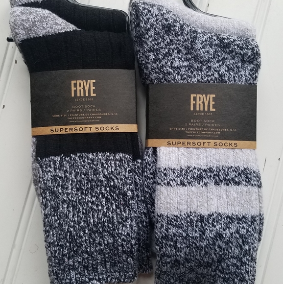 NWT Frye Boot Socks Super Soft Gray Black Striped